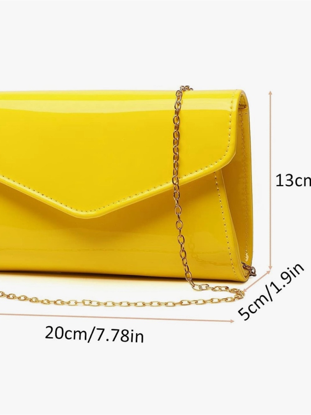 💜3 for $25💜Yellow Patent Envelope Clutch with Chain Strap